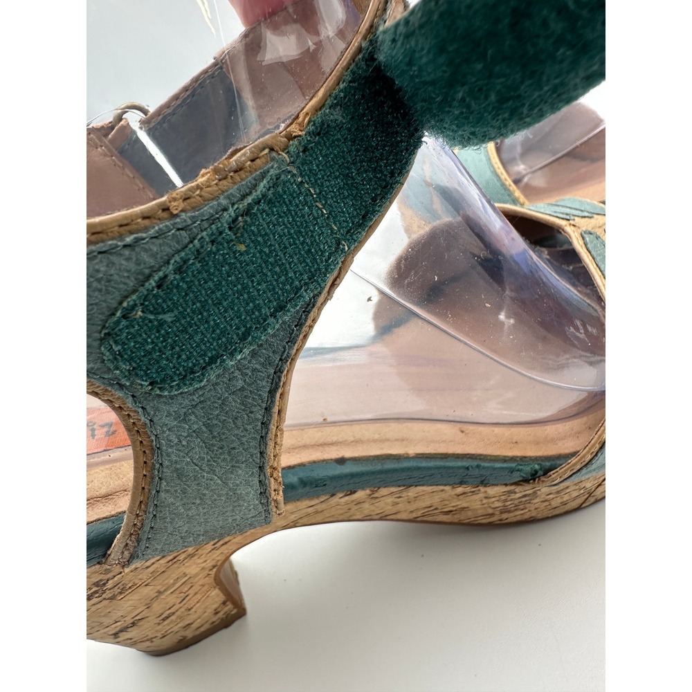 Miz Mooz Corbin Sandals Womens 7.5 Teal Blue Leather Cork Platform Block Heel - Picture 13 of 16